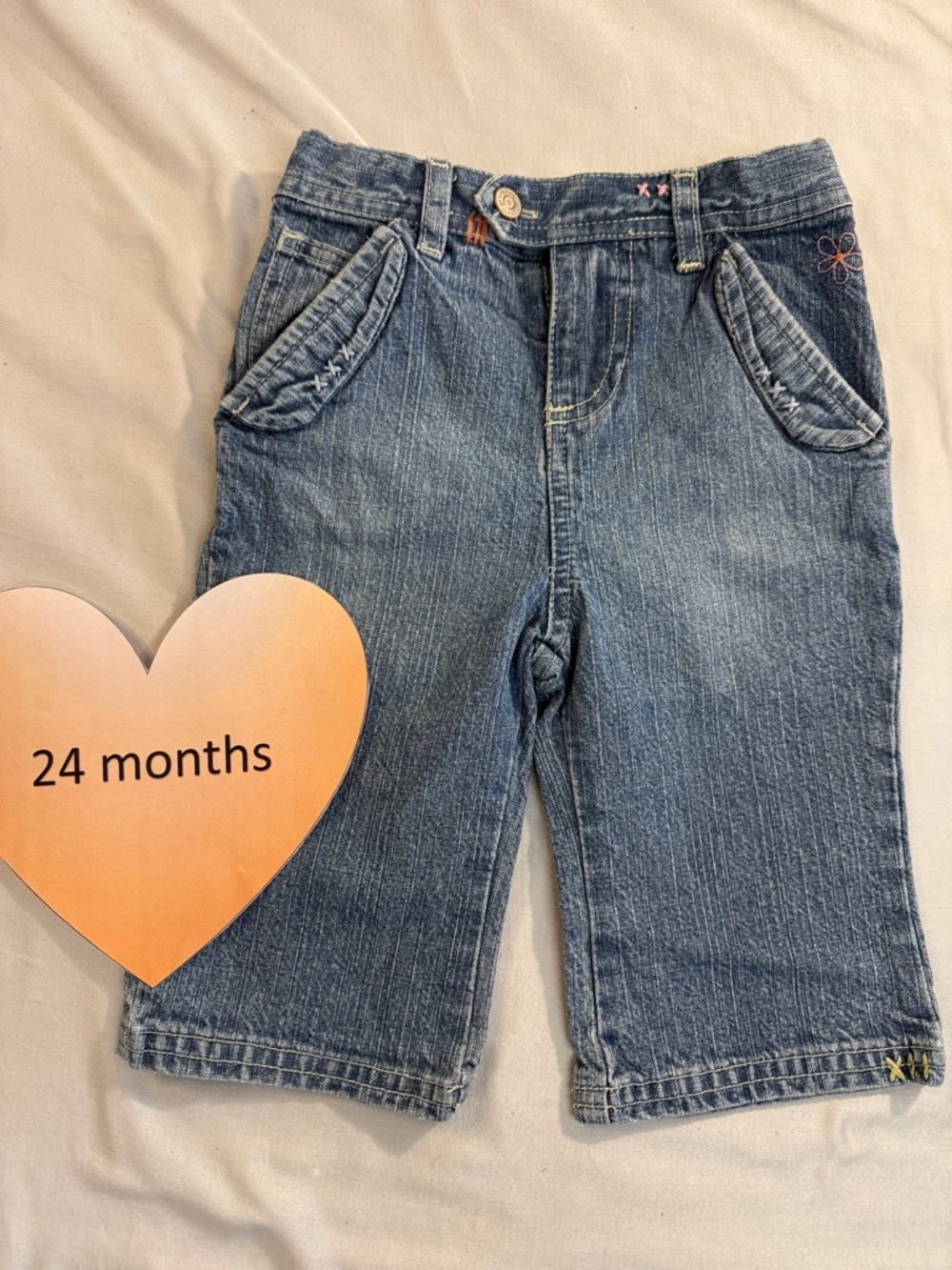 Genuine Kids - Oshkosh Capris length wide leg denim pants.  Size 24 months